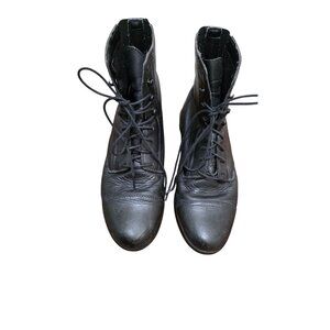 Ariat Women's Black Leather Lace-Up Boots Medium-Height Round Toe Size 7.5B